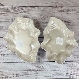 Sigrid Olsen Cream Ceramic Leaf-Shaped Serving Bowls (Two)